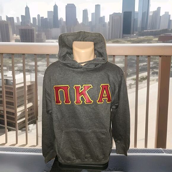New Pi Kappa Alpha Fraternity Greek Hooded Sweatshirt Sewn On Greek Letters Med - Picture 1 of 8